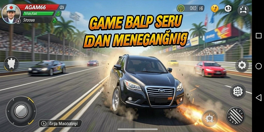 Tampilan menegangkan dari gameplay balap AGAM66 dengan mobil berkecepatan tinggi.