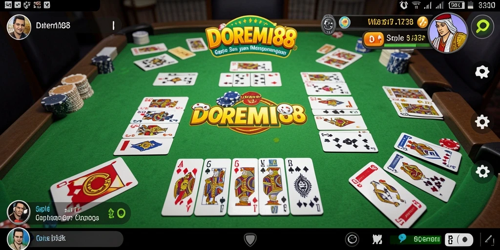 Tampilan gameplay seru DOREMI88 dengan kartu Gaple.