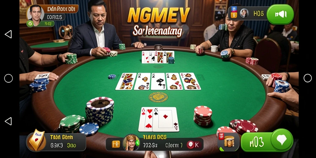 Tampilan seru gameplay H03 dengan pemain poker berkompetisi.