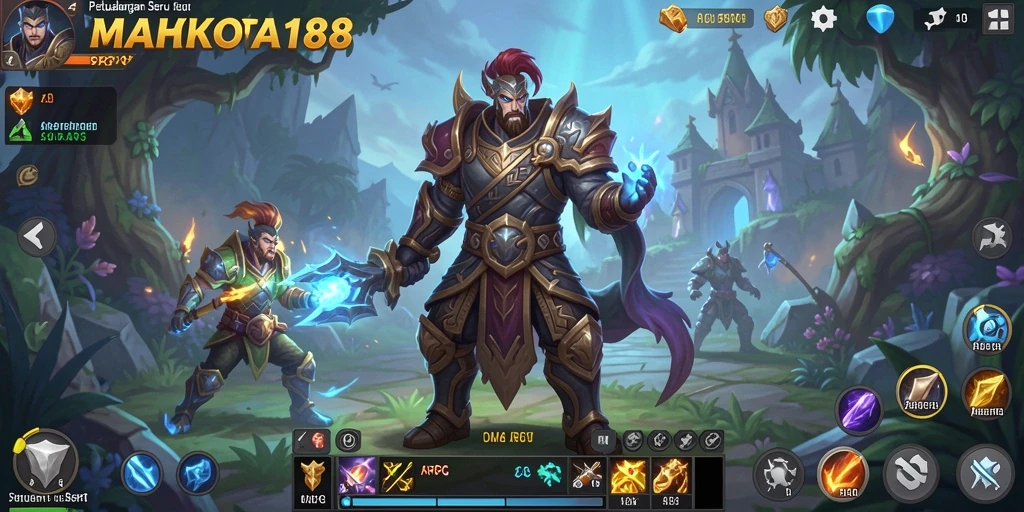 Tampilan gameplay seru dari ARPG MAHKOTA188 di tengah pertempuran epik.
