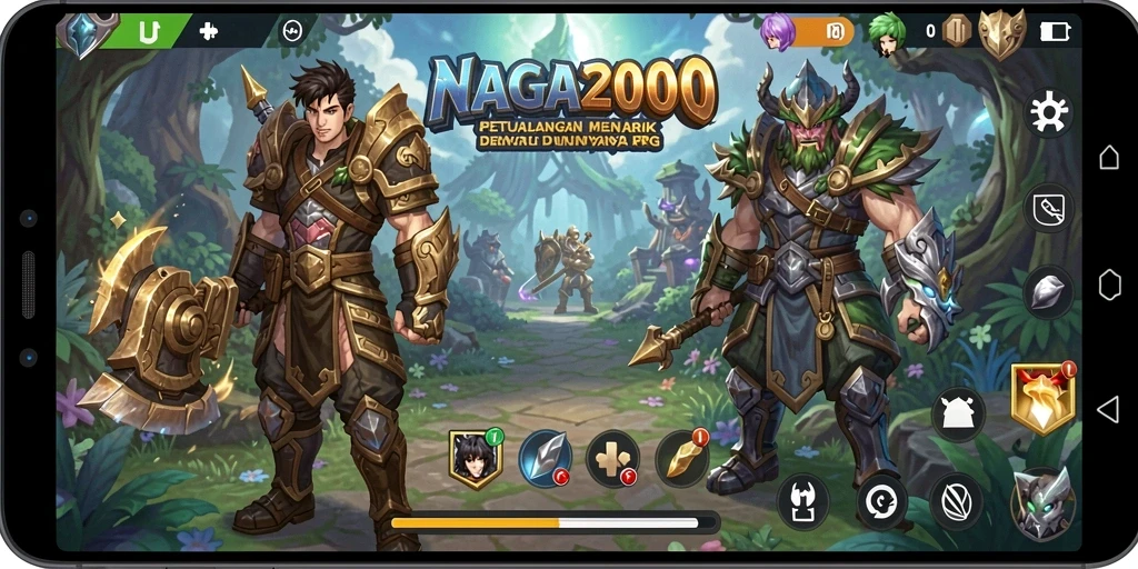 Tampilan gameplay seru dengan pertarungan yang mendebarkan di NAGA2000.