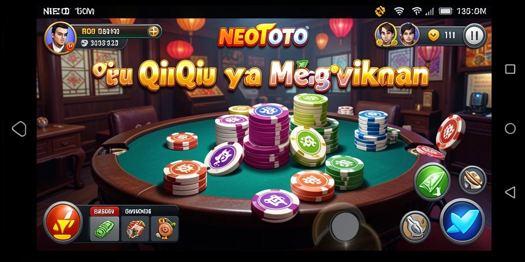 Tampilan gameplay seru NEOTOTO dengan kartu QiuQiu di layar.