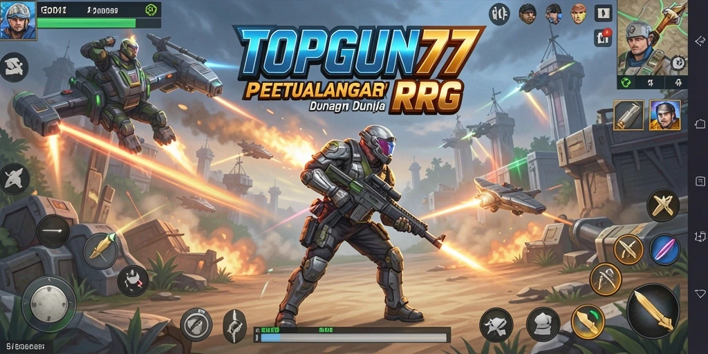 Tampilan gameplay epik dari TOPGUN77 dalam pertempuran RPG.